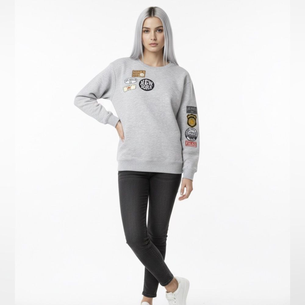 🛍️ SOCIAL SCENE Gray peacemaker, fire police depatmnt LA patches sweatshirt XLG